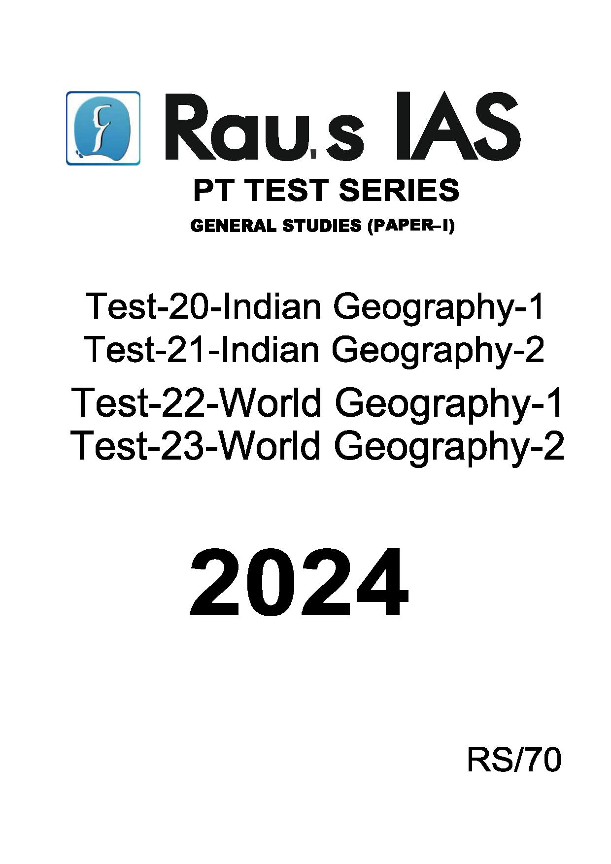 Manufacturer, Exporter, Importer, Supplier, Wholesaler, Retailer, Trader of RAU,S IAS PRELIMS TEST SERIES GENERAL STUDIES (PAPER-1) 2024 Test-20-Indian Geography-1-Test-21-Indian Geography-2-Test-22-World Geography-1-Test-23-World Geography-2 English Medium (Black & White) in New Delhi, Delhi, India.
