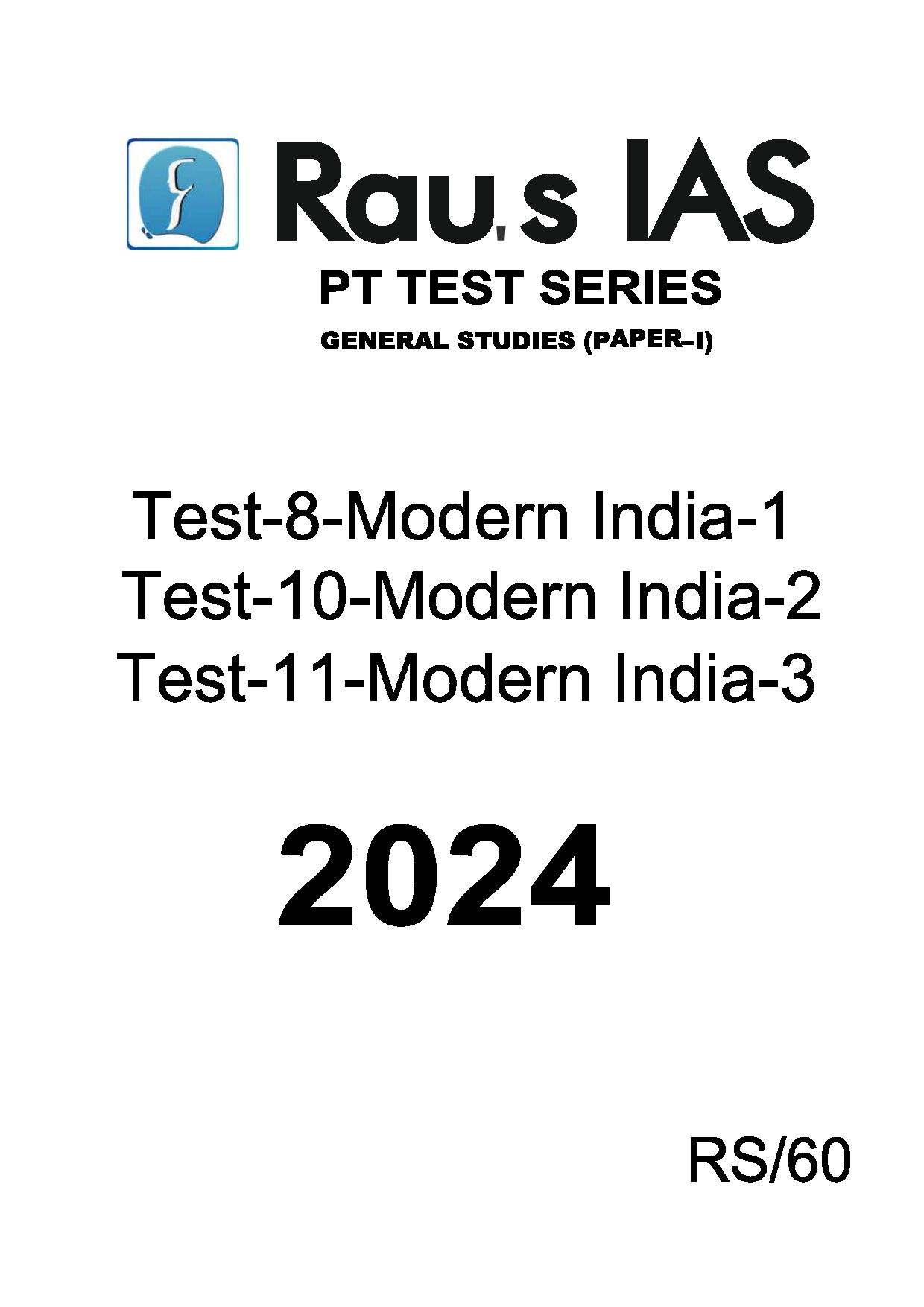 Manufacturer, Exporter, Importer, Supplier, Wholesaler, Retailer, Trader of RAU,S IAS PRELIMS TEST SERIES GENERAL STUDIES (PAPER-1) 2024 Test-8-Modern India-1-Test-10-Modern India-2-Test-11-Modern India-3 English Medium (Black & White) in New Delhi, Delhi, India.
