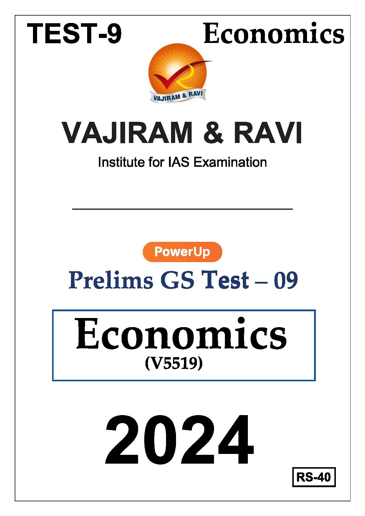 Manufacturer, Exporter, Importer, Supplier, Wholesaler, Retailer, Trader of VAJIRAM & RAVI Prelims GS TEST-09(V5519) Economics   - 2024 English Medium (Black & White) in New Delhi, Delhi, India.