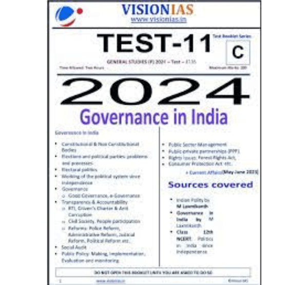 Manufacturer, Exporter, Importer, Supplier, Wholesaler, Retailer, Trader of VISIONIAS TEST-11 GENERAL STUDIES PRELIMS TEST - 2024 - Test - 4136 Governance in india English Medium (Black & White) in New Delhi, Delhi, India.