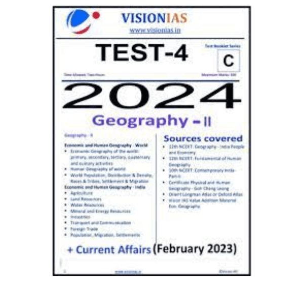 Manufacturer, Exporter, Importer, Supplier, Wholesaler, Retailer, Trader of VISIONIAS TEST-4 GENERAL STUDIES (P) 2024 - Test - 4129 Geography-II English Medium (Black & White) in New Delhi, Delhi, India.