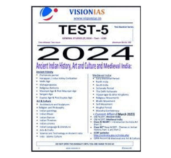 Manufacturer, Exporter, Importer, Supplier, Wholesaler, Retailer, Trader of VISIONIAS TEST-5 GENERAL STUDIES (P) 2024 - Test - 4130 Ancient Indian History,Art Art and Culture and Medieval India: English Medium (Black & White) in New Delhi, Delhi, India.